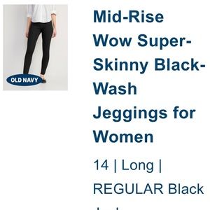 BUNDLE OF 2 NWT old navy womens black jeggings 14 long